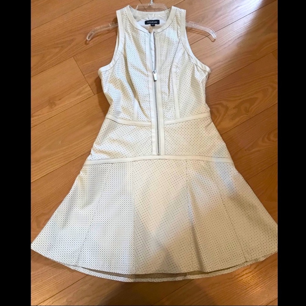 Bebe White Leather Perforated Dress